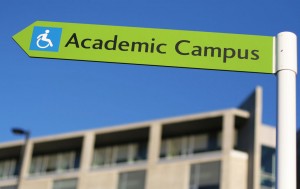 academic-campus-sign with wheelchair